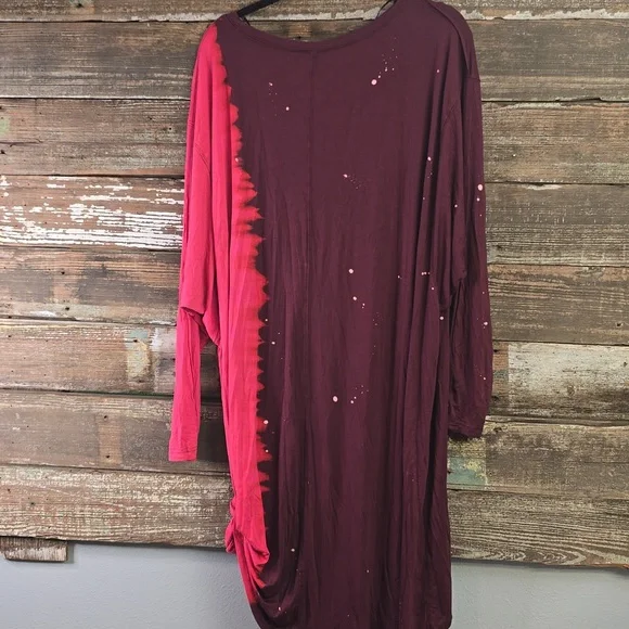 Umgee Burgundy Long Sleeve Tunic, Plus Sizw 1X OVERSIZED, NWT - Picture 2 of 4